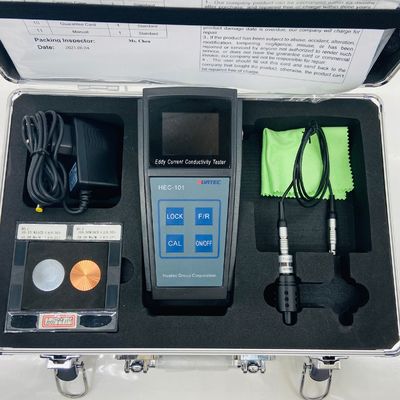 Testador de condutividade elétrica de corrente parasita HEC-101 60KHz% IACS MS / m Unidade dupla Medidor de condutividade de liga de cobre e alumínio com compensação automática de temperatura
