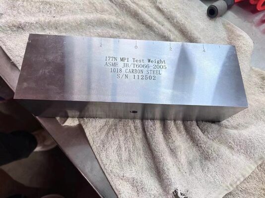 177N MPI Peso de ensaio 1018 Bloco de calibração de inspeção de partículas magnéticas de aço carbono Cumprir ASME JB/T6066-2005 DC Especimeno de ensaio de força de levantamento de jugo magnético